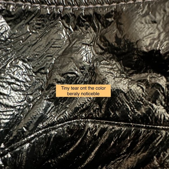 Vintage 90's Personal Identity Rare Women's Medium Shinny Black Biker Jacket Top - Picture 13 of 16